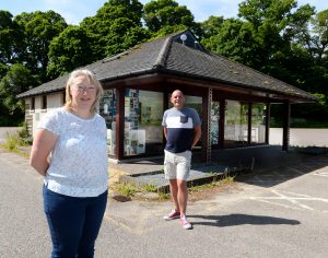 Susan Clark and Gordon Findlay of GURCA, Glen Urquhart Rural Community Association at the former tourist information in Drumndrochit which will be Loch Ness Hub. Picture: Gary Anthony.